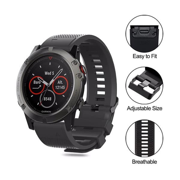 Garmin urrem sort 26 mm kompatibel med Fenix 5, Forerunner 935 og mere