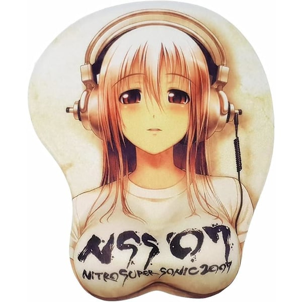 Super Sonico 3D Musmatta med Silikon Gel Handledsstöd Anime Gaming Musmatta Lycra Skin (mp0262a)