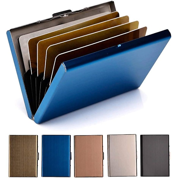 Stainless Steel Credit Card Holder Credit Card Holder Metal ID Card Holder RFID Wallet Business Card Holder for Men or Women (Blue)