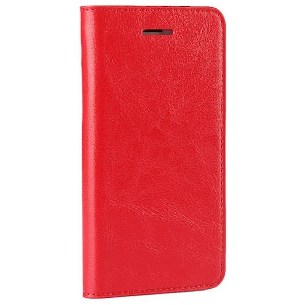 Til iPhone SE (2020)/SE (2022)/8/7 4,7 tommer Olie-kant Crazy Horse Ægte Læder Fastgjort Hård PC Indvendig Etui Tegnebog Stativ Flip Telefon Cover - Sort Red