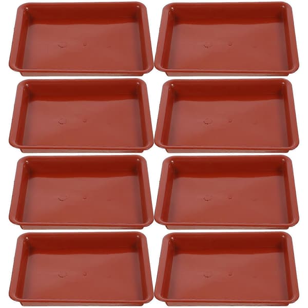 10 st Rektangulär Blomkruka Vattenbricka Rektangulär Växtfat Trädgård Växtkruka Hållare Brickor[D] Dark Red 20.00X15.50X2.50CM