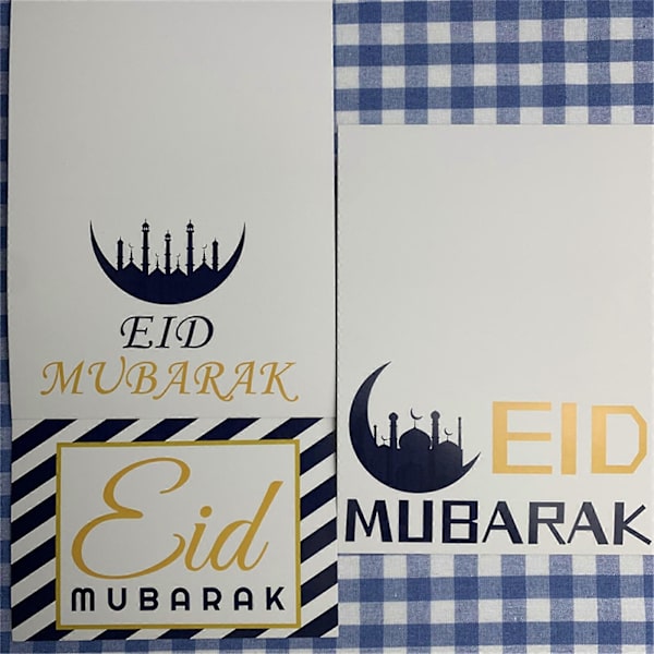 Eid Mubarak -onnittelukortit kirjekuorilla ja sinetöintitarroilla, korttisarja [D]