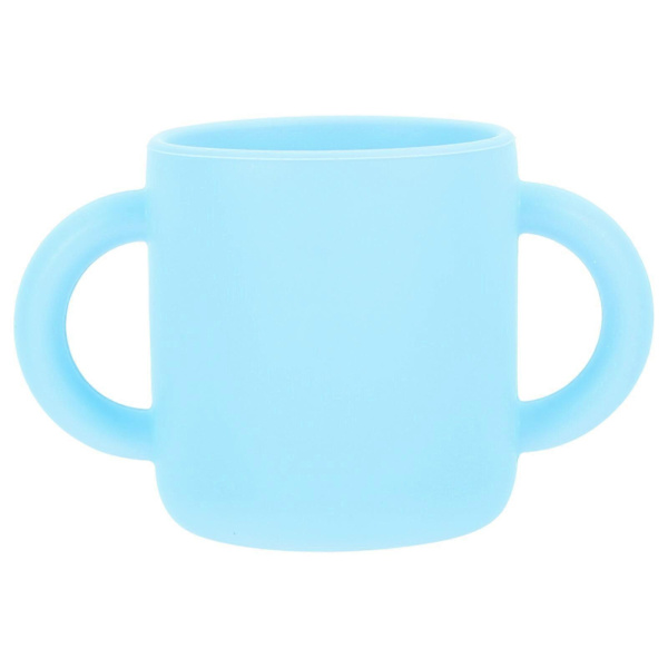 Silikonmugg för barn med dubbla handtag, nappflaska, träningsmugg för bebisar [D] Blue 7X12X6cm