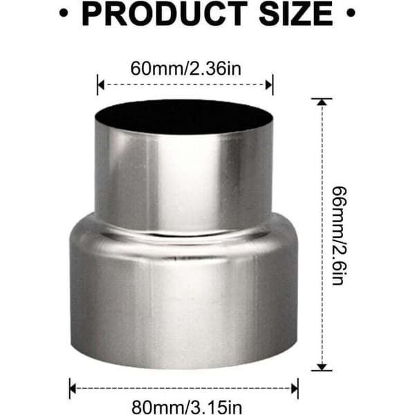 Skorstensrørsreduktion i rustfrit stål Ø 80 mm / Ø 60 mm (1 stk.) Multicouleur 0.05