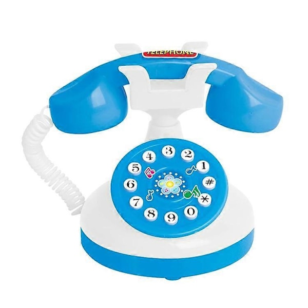 Plastleketøy Telefon Chatter Telefonleketøy Barn Undervisning Telefon Late Som Telefon Roterende Telefon Rekvisitt Bursdagsfest Favoritt for Barn Blue 10.50X8.00X7.90CM