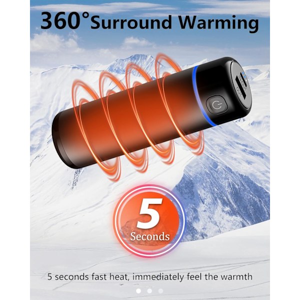 Håndvarmer Oppladbar 5000mAh x 2 Pakk Gjenbrukbar Elektrisk Bærbar Lommevarmer Terapi Perfekt for Raynauds Golfing Utendørs Camping Jakt