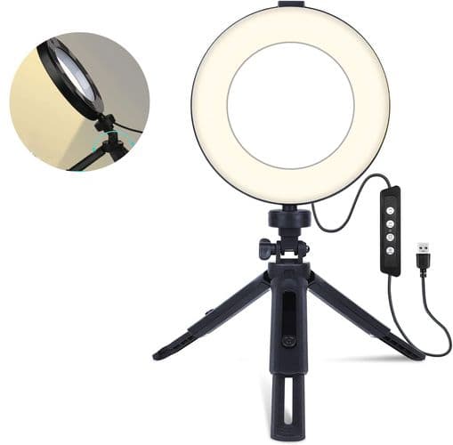 Ring Light Selfie Ring Light med stativ dæmpbar skønhedsbordringlys til