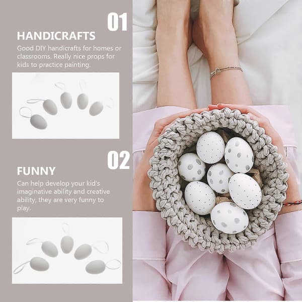 DIY Plast Eggeskall Påskeleke for Barn til Dekorering 24 stk [D] 6x4cm White