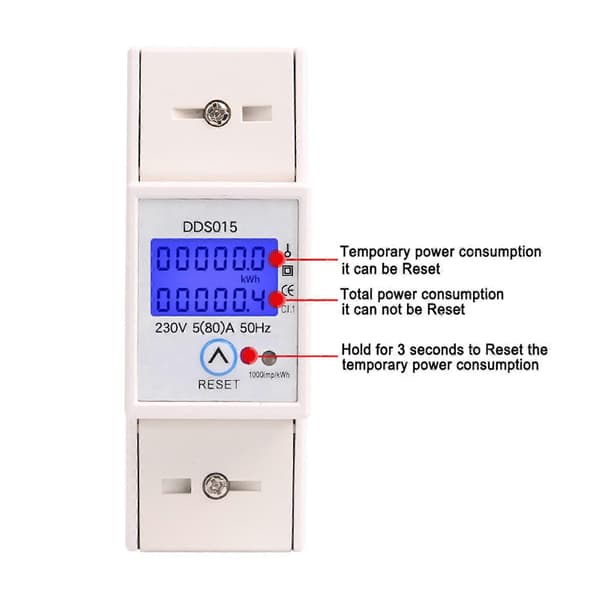 Enfase LCD Digital Skjerm Wattmeter Strømforbruk Energi Elektrisk[D]