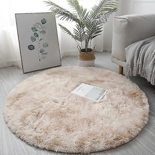 Plys Rundt Tæppe Bløde Hvide Tæpper til Stue Blød Boligindretning Soveværelse Børneværelse Dekoration Salon Tykt Luv Tæppe[D] Light Gray 40x40cm