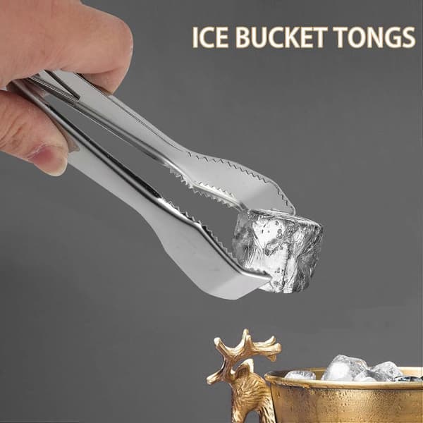 2 stk. isklumper i rustfritt stål med sagtann for isbøtte, isbiter, sukkerbiter, kaffebar, matservering [D] Silver