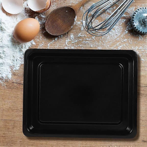 Rektangulær bageplade alsidig emalje bageplade køkken bage madlavningspande S[D] Black 8X6.5X0.25cm