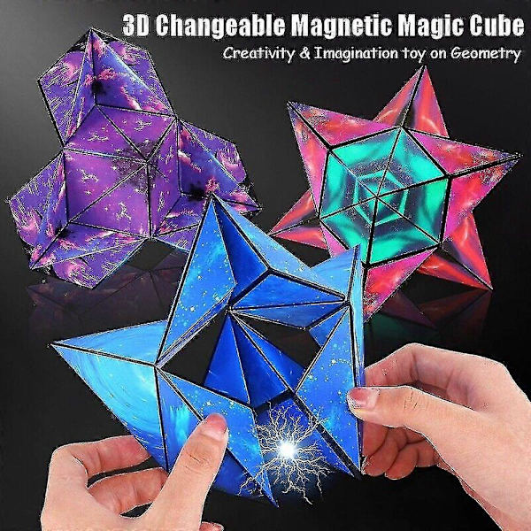 Magnetisk Magisk Kub Anti-Stress Hand Flip Pussel Leksaker - Varierande Bytbara 3D Leksak