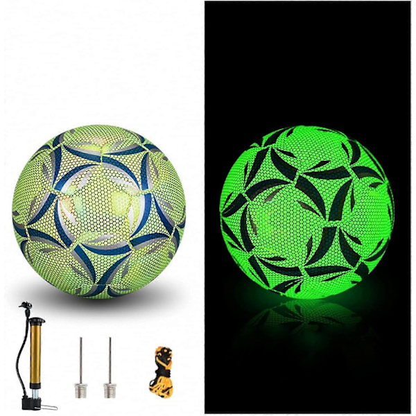 Självlysande fotboll storlek 4 & 5, lysande boll för nattspel och träning [D] green 4