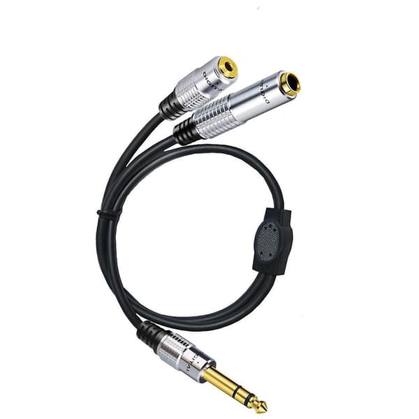 1/4\" Han til 1/4\" Hun+1/8\" Hun Audio Kabel Stereo Hun Socket Ledning[D]