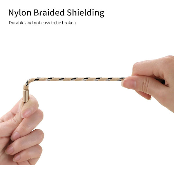 3-pak iPhone Kabel, 2m Flettet Nylon iPhone Opladerkabel Med Aluminium Modstandsdygtig Stik