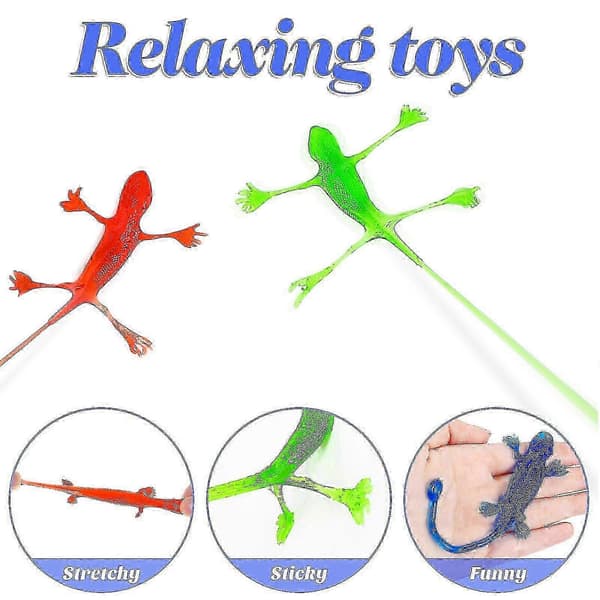 5 stk. Øgleleker Klebrig Øgle Elastisk Øgleleke Squishy Leker Øglefigurer Strekkbare Dyr Festposefyllere[D]