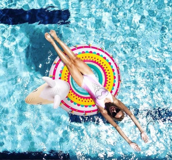 Pool Float Ride On Party Legetøj Alpaca Oppustelig Badering Vandforsyning til Voksne[D]