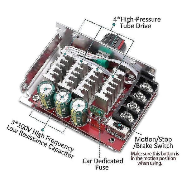 7-70V 30A PWM DC Motor Hastighetskontroller Bryterkontroll 12V 24V 36V 48V med 30 Amp Sikring[D] As Shown