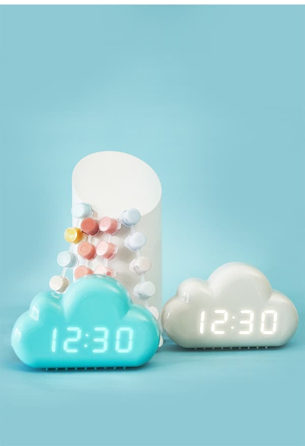 Mini firkantet vekkerklokke med timer