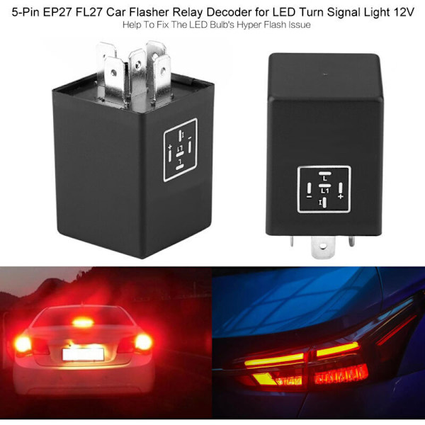 5-bens EP27 FL27 bilblinkrelædekoder til 12V LED-blinklys Noir 0.8 kg