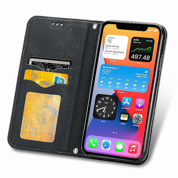 Fodral för iPhone 11 Pro med Magnetisk Stängning Läder Plånboksfodral Housse Etui Stötskydd - Svart