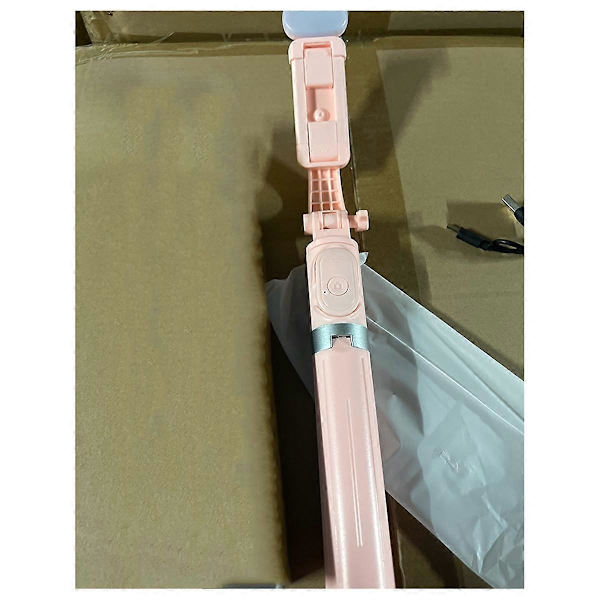 Langaton Selfie-keppi Tripod-jalusta valolla Bluetooth-kaukosäätimellä Tripod[D] Pink