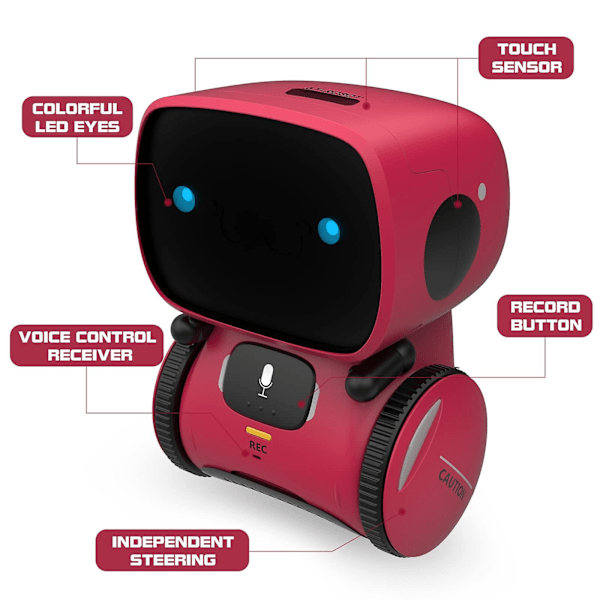 Interaktive Smart Robot Legetøj, Intelligent Robot Legetøj til Børn, Piger og Drenge Robot Legetøj 3-9 År, Stemmestyring & Berøringssans[D] Red