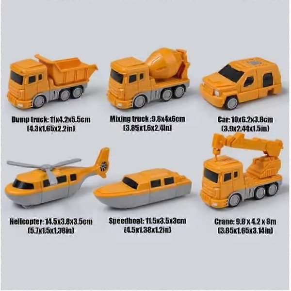 Magnetisk Transformerende Ingeniør Bil Montert Leker - Yvan[D] Orange 8-piece set