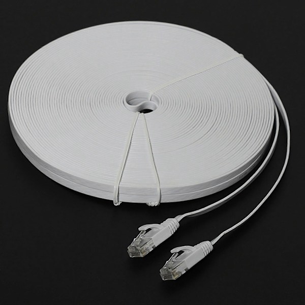 6 Ethernet Kabel 100 Ft (30 Meter) Flad Tynd Lang Internet Netværk LAN, Cat6 Højhastighedscomputer