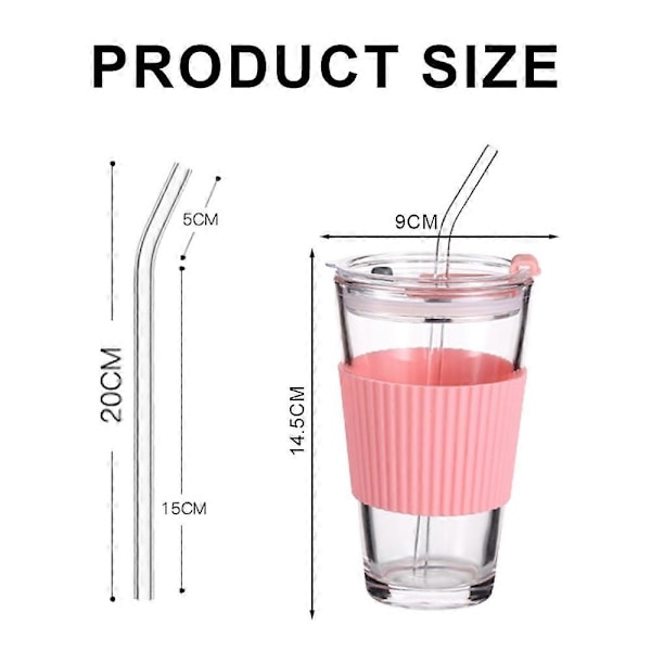 450 ml kaffekopp, mjölkkopp, tekopp, glas, kopp med sugrör, kopp med lock, dryckeskopp med mugghållare[D] pink