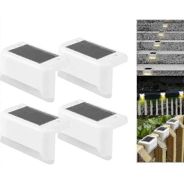 4-pack Solardrivna Däcklampor LED Soltrappbelysning Vattentät Staketbelysning för Utomhus Trappor Staket