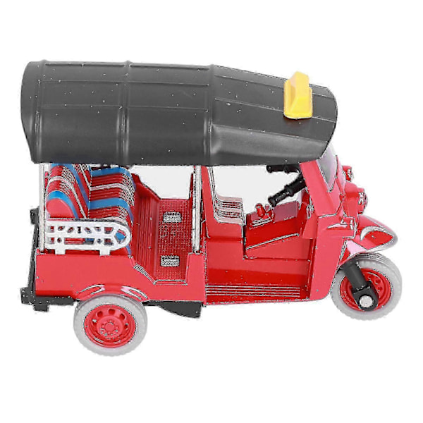 Vedettävä thaimaalainen kolmipyöräsimulaatio, metalliseos Tuk Tuk -automalli, lasten ajoneuvolelu [D] Red