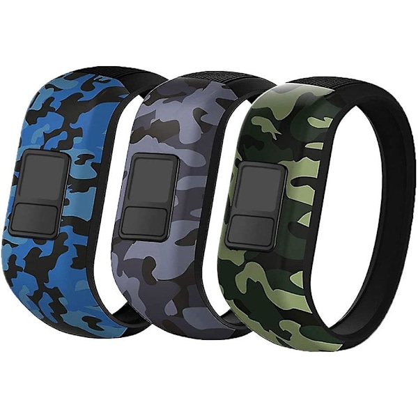 For Garmin Vivofit Jr/jr 2/3 Bands, Silikon Elastiske Utbyttbare Klokkeremmer For Barn Gutter Jenter Små Store (Ingen Sporing) - Små, 3 Pakk: Blå & Grønn & Grå