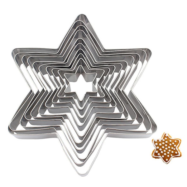 10 stk. Seks-spidset Stjerne Biscuit Cookie Cutter Rustfrit Stål Bageudstyr