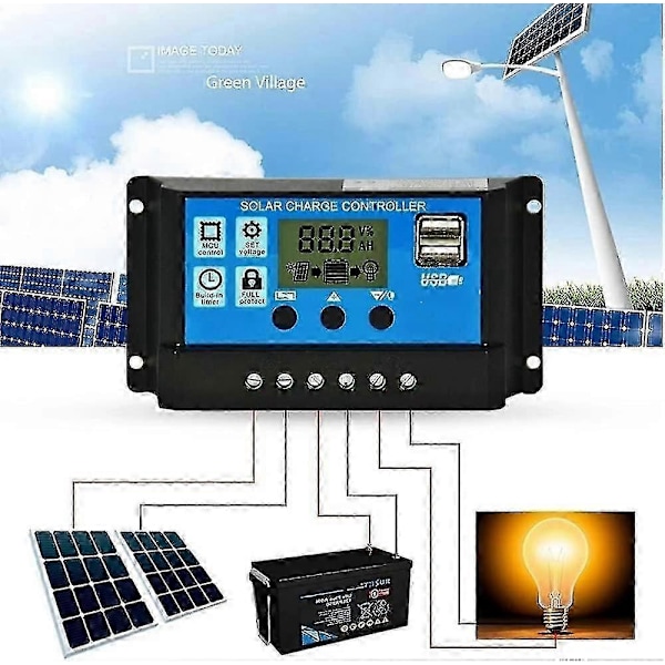 30a Solarladdningsregulator, 12v/24v Solpanel Laddningsregulator, Timerinställning Pwm Auto Parameter - q37/YY[D]
