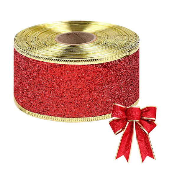 Band Kabelbunden 5 cm Glitter Kabelbunden Band Koppar Juldekorationer Terrakotta Band För Presentinslagning Kransmaterial Julband W[D] Red
