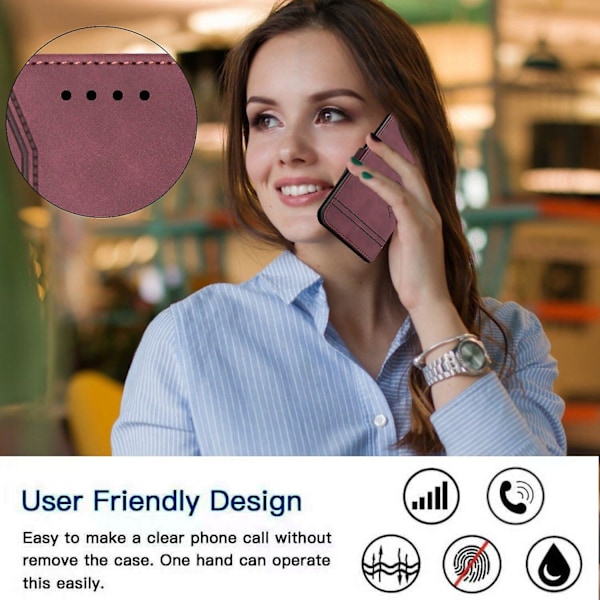 Læder Magnetisk Lukning Etui med Flip Wallet Støttefunktion Cover til [D] Red Samsung Galaxy A6 2018