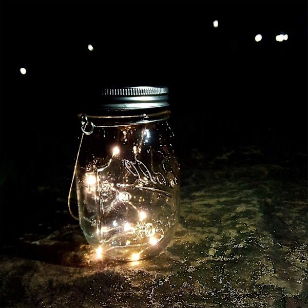 Mason Jar -aurinkopaneelivalot, 8 kpl 10 LED:tä, aurinkopaneelikannet purkkeihin, 8 tuntia valoa