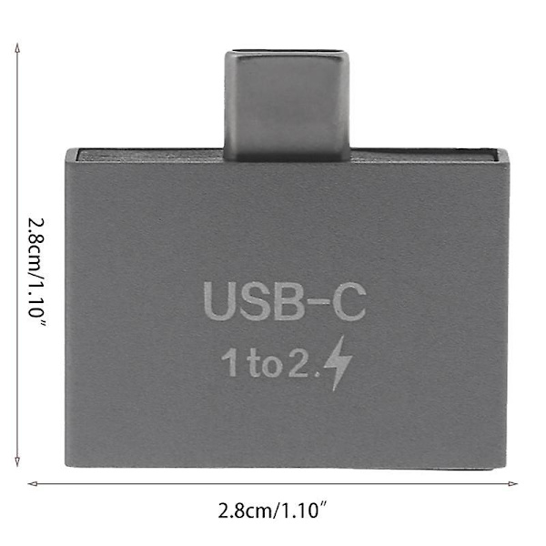 USB-C Han till Dubbel USB-C Honkontakt Splitter Konverter Adapter Förlängningskontakt för USB-C PD Laddare