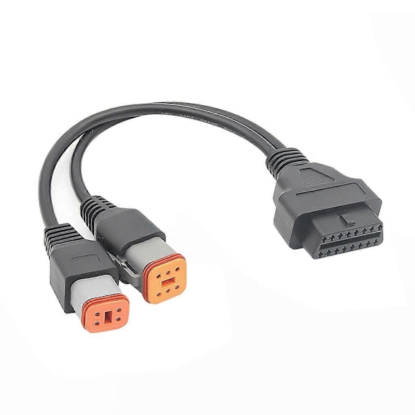 OBD2-kabel for 4-pins + 6-pins 2-i-1 motorsykkel OBD-skanneradapter, motorsykkeldiagnostisk verktøy 16-pins Black