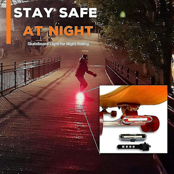 2x LED Skateboardlys Longboardlys Skateboardlys Passer til alle Longboards Sykler Scootere