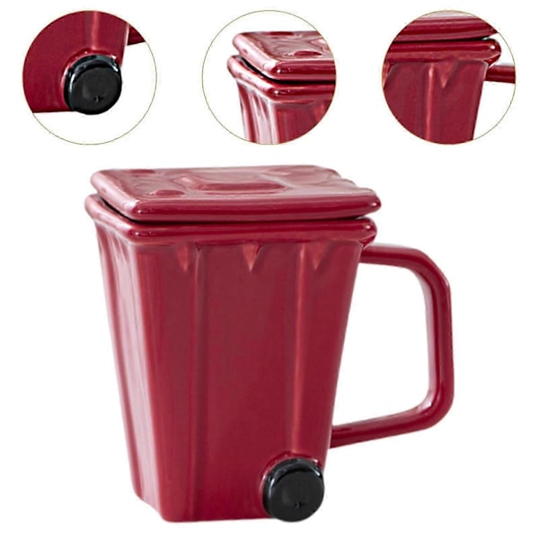Kaffekopp Daglig Bruk Kopp Bar Tilbehør Vannkopp Kreativ Søppelkasse Krus Søppelbøtte Kopp for Iskaffe Frokost Juice[D] Red