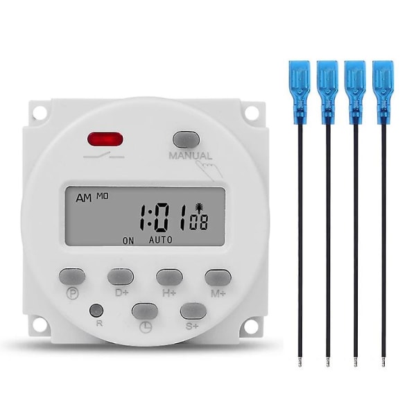 SINOTIMER 1 sekunds intervall 12V digital LCD-timerbrytare 7 dagar veckoprogrammerbar tidsrelä Prog [kk] White