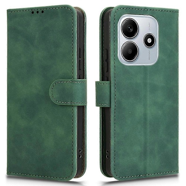 Til Xiaomi Redmi Note 14 5G Læder Etui Hud-Følelse Anti-Drop Wallet Flip Telefon Cover-[D] Multicolor Green