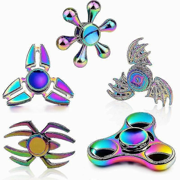Regnbågsfärgad metall finger spinner kullager spinner leksak vuxenleksaker för barn elektropläterad hybrid kullager fidget spinner roliga leksaker[D] C