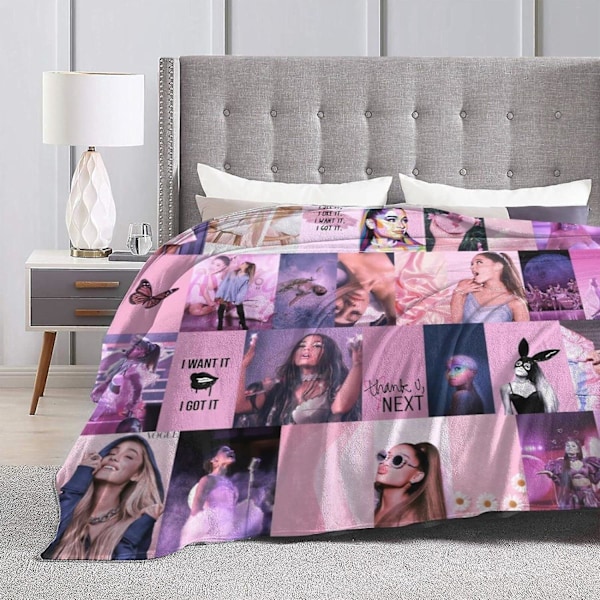 WO302 Pledd Koselig Lett Varmt Ultramykt Mikrofleecepledd Ariana Cat Girl Grande Sofapledd for Sofa Seng Camping Reise Piknik Utendørs