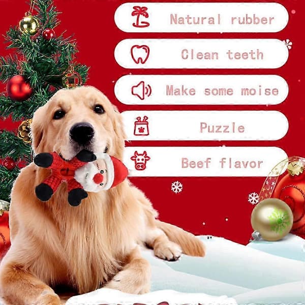 Hunde Pivelegetøj Julemand til Små til Store Hunde, Udstoppede Julelegetøj[D]