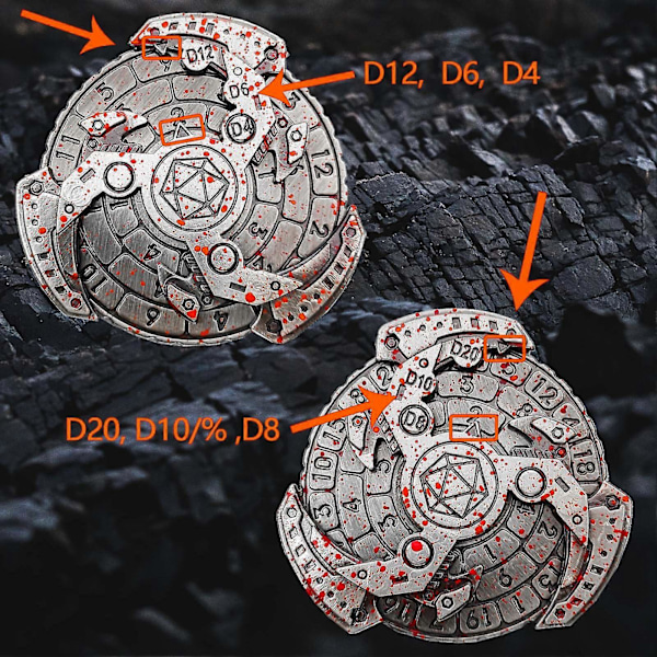 7-i-1 Metal Terning Fidget Spinner Bærbar Vintage Kraftig Zinklegering Fingerspids Gyro Kompas Terning RPG Brætspil Rekvisit Fødselsdagsgave[D] Red