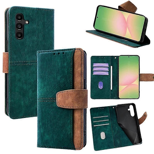 Läderfodral med Skinnkänsla för Samsung Galaxy A15 4G / 5G[D] Green